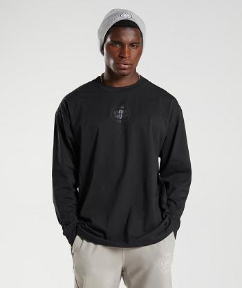 Gymshark Gs10 Year Oversized Long Sleeve Herr Svarta | SE 3628QMA